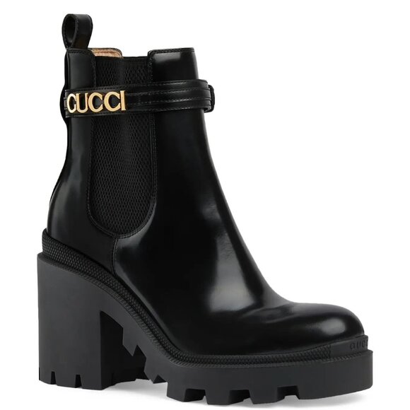 Gucci Trip Logo Strap Black Chelsea Boots size EU 39.5 / US 9.5 New MSRP $1190 - Picture 1 of 13